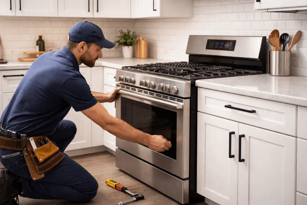 Measuring a kitchen opening for oven range installation